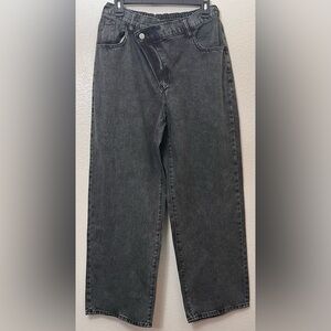 NWOT SXY Plus Women Plain Casual Wide Leg Denim Jeans size 12 (0XL) Color Black